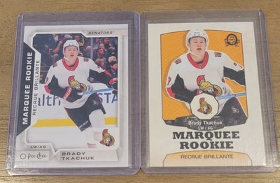 LOT OF 2 BRADY TKACHUK 2018-19 O-PEE-CHEE OPC ROOKIE BASE & RETRO SP ROOKIE #632 - Image 1 of 2