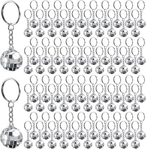 Henoyso 48 Pcs Mini Disco Ball Keychain Bulk Party Favors Silver - Picture 1 of 7