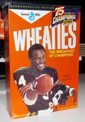 Cereal Wheaties de colección con Walter Payton Sweetness 18 oz caja completa sellada de fábrica Foto 1 de 4