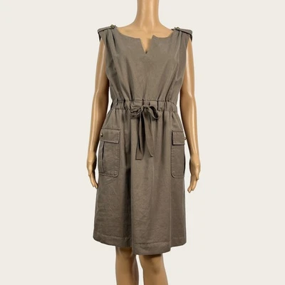 Vestido Anthropologie Coquille GRANDE Atención al Detalle Taupe Cordón Cintura Foto 1 de 4