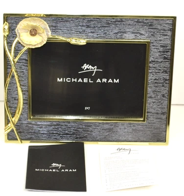 Micheal Aram White Orchid Photo Frame 5 X & With Black & Gold Frame - Image 1 of 4
