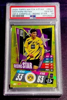 2020 Topps Match Attax UEFA #RS11 GIOVANNI REYNA RC RISING STAR GOLD FOIL PSA 10 - Image 1 of 2