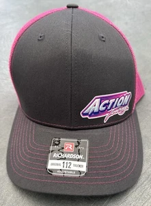 Richardson 112 Trucker Cap Hat Gray With Pink Mesh Snapback Action Towing New - Picture 1 of 9