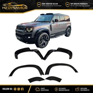 FOR LAND ROVER DEFENDER 110 L663 GLOSS BLACK WHEEL ARCH FENDER FLARE TRIMS UK - Picture 1 of 15