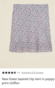 NWT J.CREW Women's Gwen Layered Slip Skirt  Poppy Crepe De Chine XL Floral - Picture 1 of 5