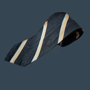 Whalings Detroit schwarze Seidenkrawatte mit goldenen & blauen Streifen - Bild 1 von 4