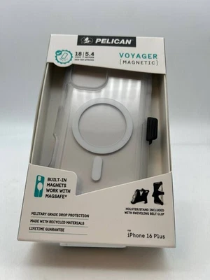 Pelican Voyager Magnetic Case iPhone 16 Plus MagSafe Case Holster Stand  - Clear - Image 1 of 3