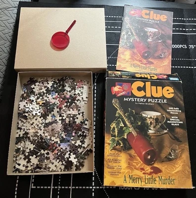 A Merry Little Murder Clue MISSING 4 PC Parker Bros 500 Pc Jigsaw Puzzle 13x19" - Image 1 of 4