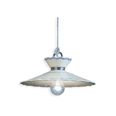 Lampadario Classico Ravenna Metallo E Ceramica Nero Sfumato Arg. 1 Luce E27 - Immagine 1 di 3