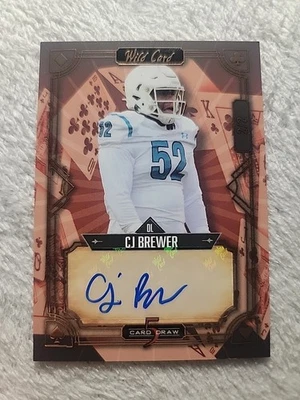 CJ Brewer 2022 Wild Card 5 Card Draw Auto 2/2 Coastal Carolina Chanticleers  - Image 1 of 3