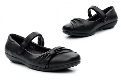 Girls School Shoes Womens Shoes Ladies Shoes Office Shoes Touch Fastening Black - Image 1 of 4