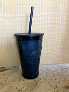 New 2021 Starbucks Blue Recycled Glass Cold - To - Go Cup Travel Tumbler 16 oz - Picture 1 of 1