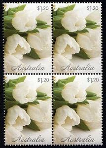 2023 Special Occasions White Tulips Block of Four MUH Stamp Australia - Picture 1 of 1