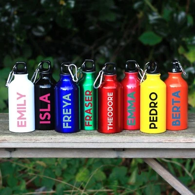 Personalised Kids 400ml School Metal Drinks Sports Water Bottle with Carabiner - Image 1 of 4