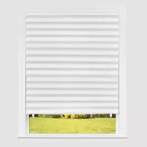 White Paper Light Filtering Pleated Temporary Window Shades 48 W X 90 L In. 4-Pk - Picture 1 of 12