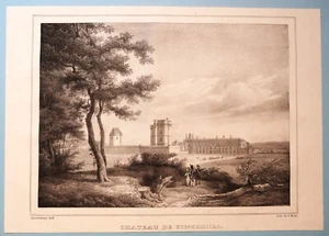 Lithographie de Charles Motte Château de VINCENNES d'après L. A. Asselineau 1828 - Picture 1 of 1