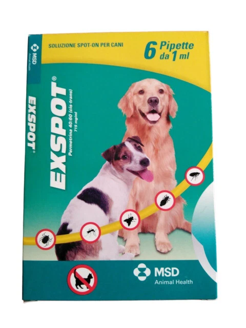 MSD Animal Health EXSpot 6 Antiparassitario per Cani Pipette 6 x 1ml - Multicolore (103182010)