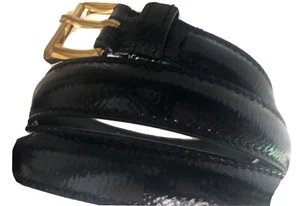 Burberry Women’s Black Patent Leather Gold Buckle Slim Dress Belt New 80cm 32 in - Picture 1 of 4