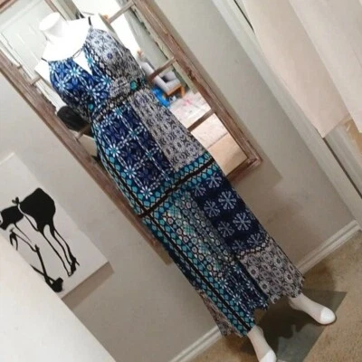 Maxi Vestido Vintage Sheri Martin Nueva York Floral Patchwork Talla 6 Boho Foto 1 de 4