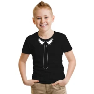 Kids T-Shirt With Tie Print Suit Tuxedo Wedding Funny Theme - Picture 1 of 2