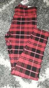 Girls justice full length legging size 6 new red/black buffalo plaid  - Picture 1 of 2