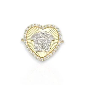 Medusa CZ Heart Ring - 10K Yellow Gold - Picture 1 of 18