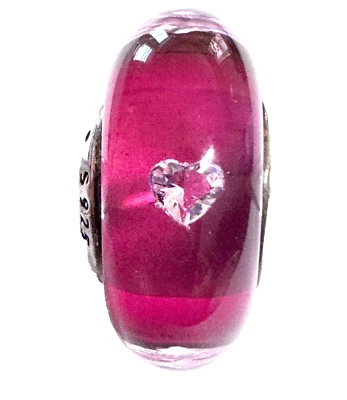 NUEVO Pandora Retirado Plata Esterlina Cerise Corazón Murano 791664PCZ Foto 1 de 4