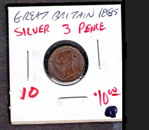 1885- Great Britain- Silver- 3 Pence - Picture 1 of 2