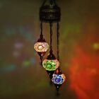 Turkish Moroccan Handmade Colourful Glass Mosaic Chandelier 3 Bulb Ball CE + UK