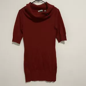 Veronika Maine Womens Wool Blend Knit Tunic Top 3/4 Sleeve Size S Cowl Neck Red - Picture 1 of 8