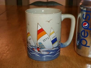 SAILBOARDING, Ceramic Coffee Cup / Mug, Vintage JAPAN - Picture 1 of 9