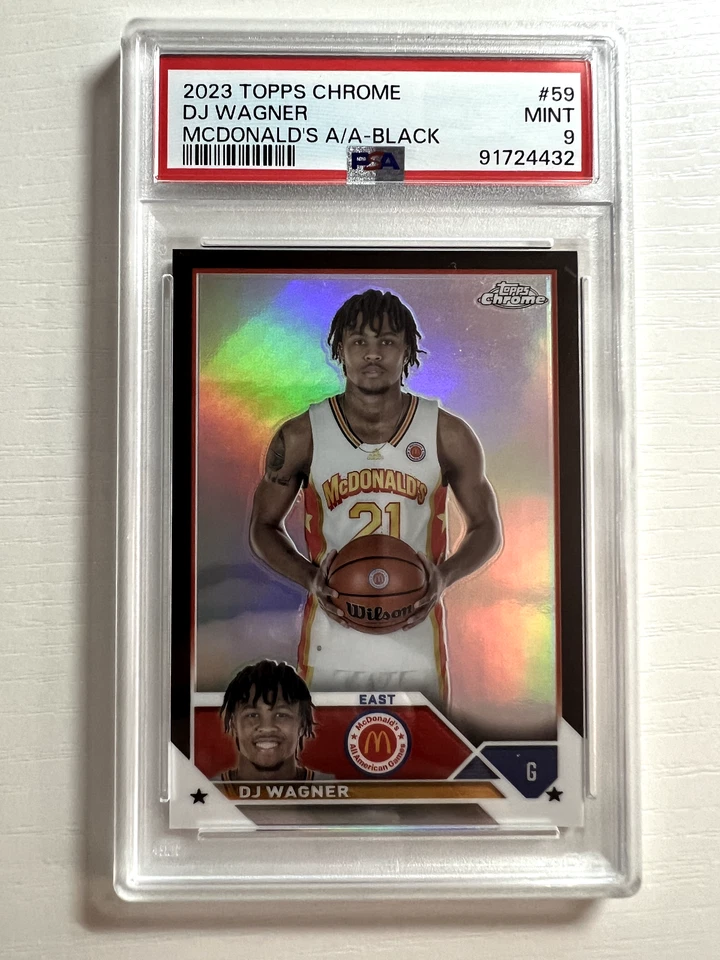 2023 Topps Chrome McDonald's All American DJ WAGNER /10 Black PSA 9 Rookie RC 59 - Image 1 of 4
