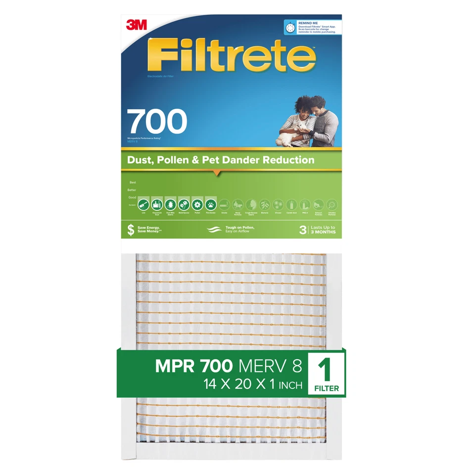 Filtrete Electrostatic Air Filter 700 MPR 705-4, 14 in x 20 in x 1 in - Image 1 of 4