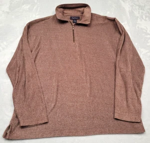 Oleg Cassini Shirt Mens XL Rust Red Ribbed Silk 1/4 Zip Pullover Sweater - Picture 1 of 12