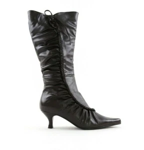 BOTAS DE MUJER SEÑORA TACÓN BAJO CON VOLANTES DETALLES CUERO SINTÉTICO CON CREMALLERA HASTA LA RODILLA TALLA - Imagen 1 de 6