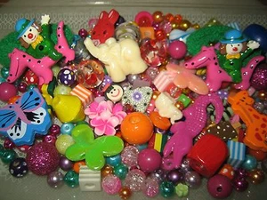 Glasperlen Mix/Perlen Mix Kinder Bastelset 150g bunte Perlen/Acryl/Holz/Glas - Bild 1 von 9