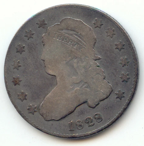 1828 Capped Bust Quarter, VG Details Cover