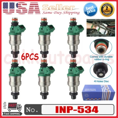 4-Hole Upgrades 6 OEM Nikki Fuel Injectors For 1994-1996 Mitsubishi Montero 3.5L - Image 1 of 4