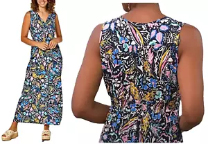 NEW Nina Leonard Sleeveless Textured Print Maxi Dress NAVY BLUE FLORAL PLUS 1X - Picture 1 of 17