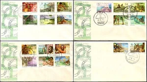 1973-74 Papúa Nueva Guinea Panoramas Set de 19 sobre 4 FDCs sin dirección, GC - Imagen 1 de 1