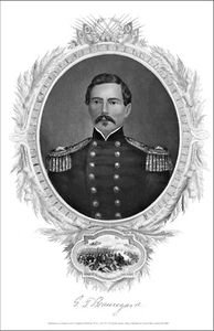 General Pierre Gustave Toutant PGT BEAUREGARD engraving Cartouche at JAMES RIVER - Picture 1 of 4