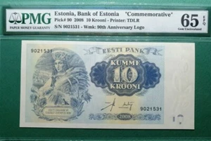 2008 Estonia 10 Krooni PMG65 EPQ GEM UNC "Commemorative" <P-90> - Picture 1 of 2