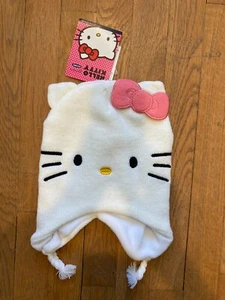 Hello Kitty Hat Trapper Beanie Winter L/XL White Pink Maybe Kids Size - Picture 1 of 3