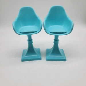 2015 Pair Barbie Dream House Replacement Blue Bar Stools Chairs Mod Retro Style - Picture 1 of 5