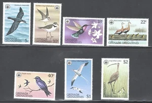 Grenada Grenadines Mint NH WWF Sc# 290/296 complete birds set fauna 1978 - Picture 1 of 2
