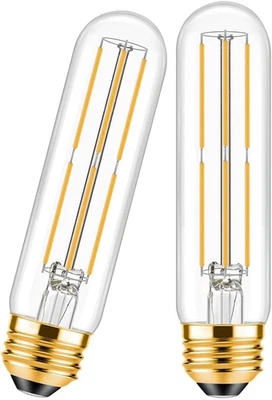 T10 LED Filament Light Bulb 6W (60W Equivalent) Dimmable E26 Edison Vintage Tube - Image 1 of 4