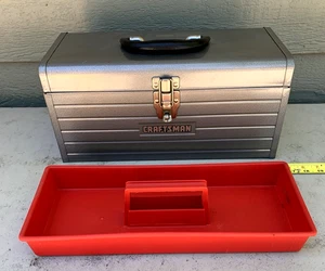 Vintage Craftsman Metal Tool Box 16" L x 7" x7" H With Red Tool Tray CLEAN - Picture 1 of 11