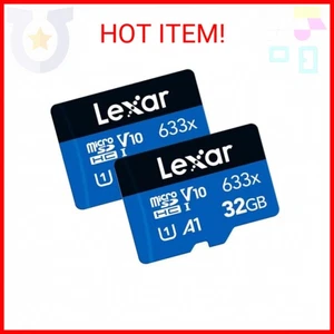 Lexar 32GB (2-Pack) High-Performance 633x micro SD Card w/ SD Adapter, UHS-I, C1 - Picture 1 of 2