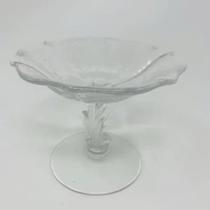 Fostoria Navarra Klar Geätzt Glas 4 3/4"x5 1/2" Kompott Süßigkeiten Schale auf Standfuß - Bild 1 von 5