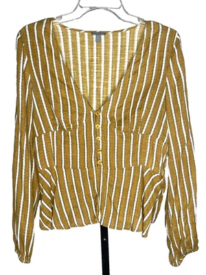 Blusa Charlotte Russe tamanho M listra mostarda longa batida fada Y2K coquette - Imagem 1 de 4